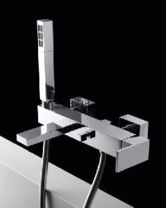 Miscelatore Monocomando Esterno Vasca Serie Q Doccetta Abs Cromo