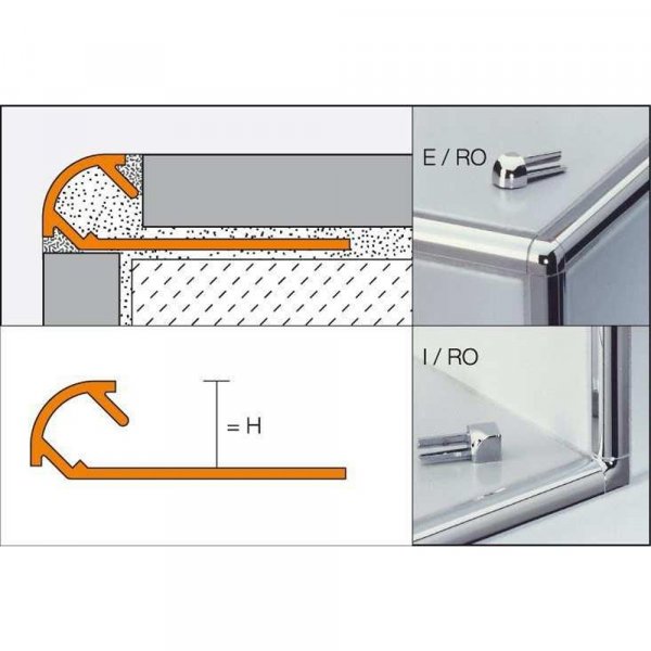 Angolo interno in finitura tipo alluminio per profili in per Rondec-AE Schlüter Systems Schlüter Systems SCHRONDECiD/ROAE