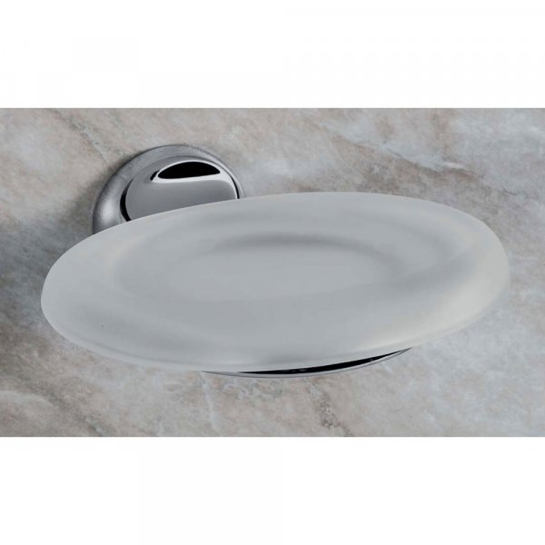 Colombo Serie Melò Porta Sapone Parete Cromo/Vetro Acidato Naturale