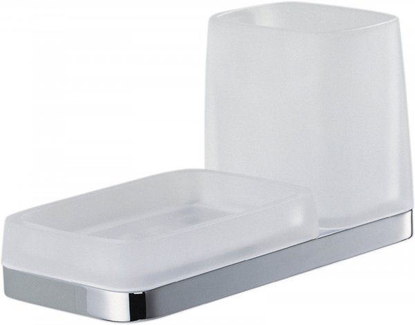 Time W4272 Porta Bicchiere + Sapone Cromo /vetro Acidato Naturale