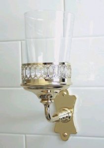 MAYFAIR - GLASS CUP TOOTHBRUSH HOLDER - LIGHT GOLD Devon & Devon DED_DD113IN