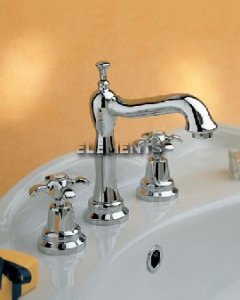 Lavabo 3 Fori Canna Antica Nuova Retro Nichel Spazzolato