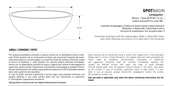 Lavandino Spot Basin Cipì CP950SPOT