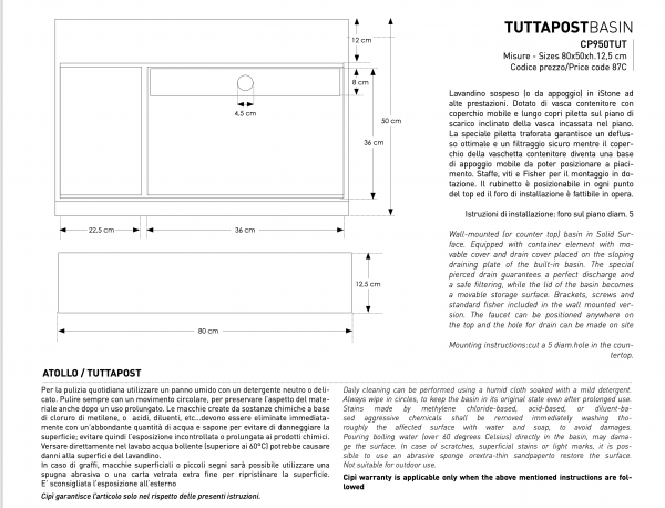 Lavandino TuttaPost Basin Cipì CP950TUT