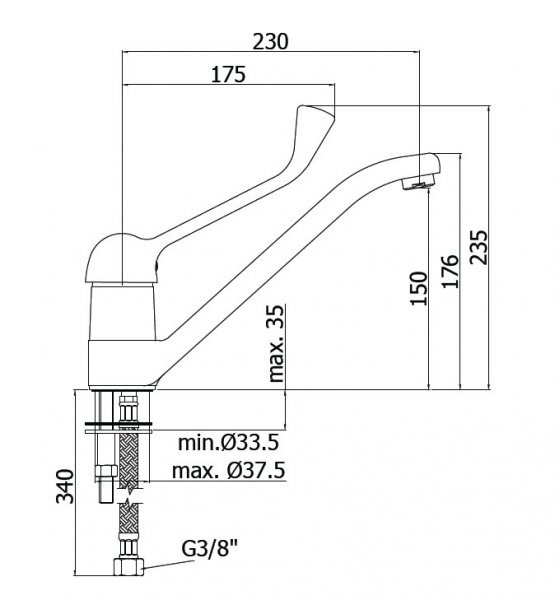 Nd303 Miscelatore Lavello Canna Fusa+leva Clin. Cromo