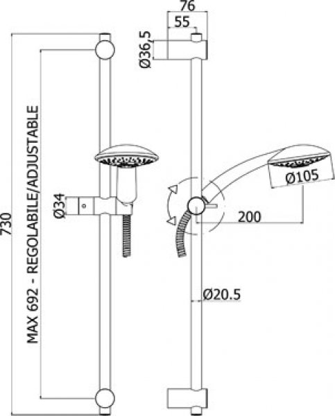 Zsal181 Lance Set Saliscendi L.730 Cromo